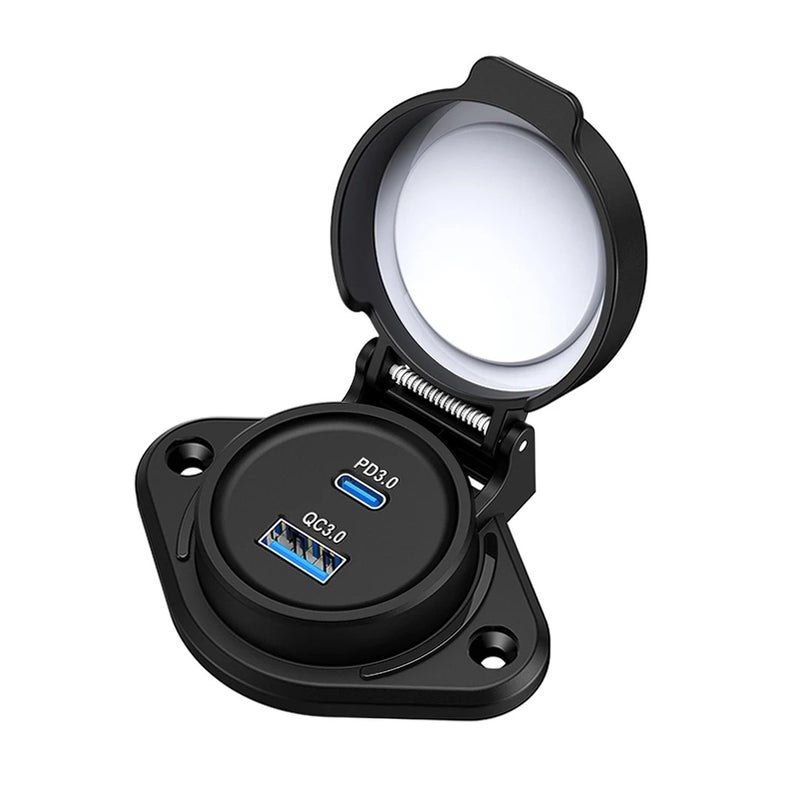 Bluejw 81W Waterproof Dual USB Car Charger: QC3.0 (36W) & PD 45W Type C - 12V/24V Fast Charging Socket for Automobile/Bus - Image 2